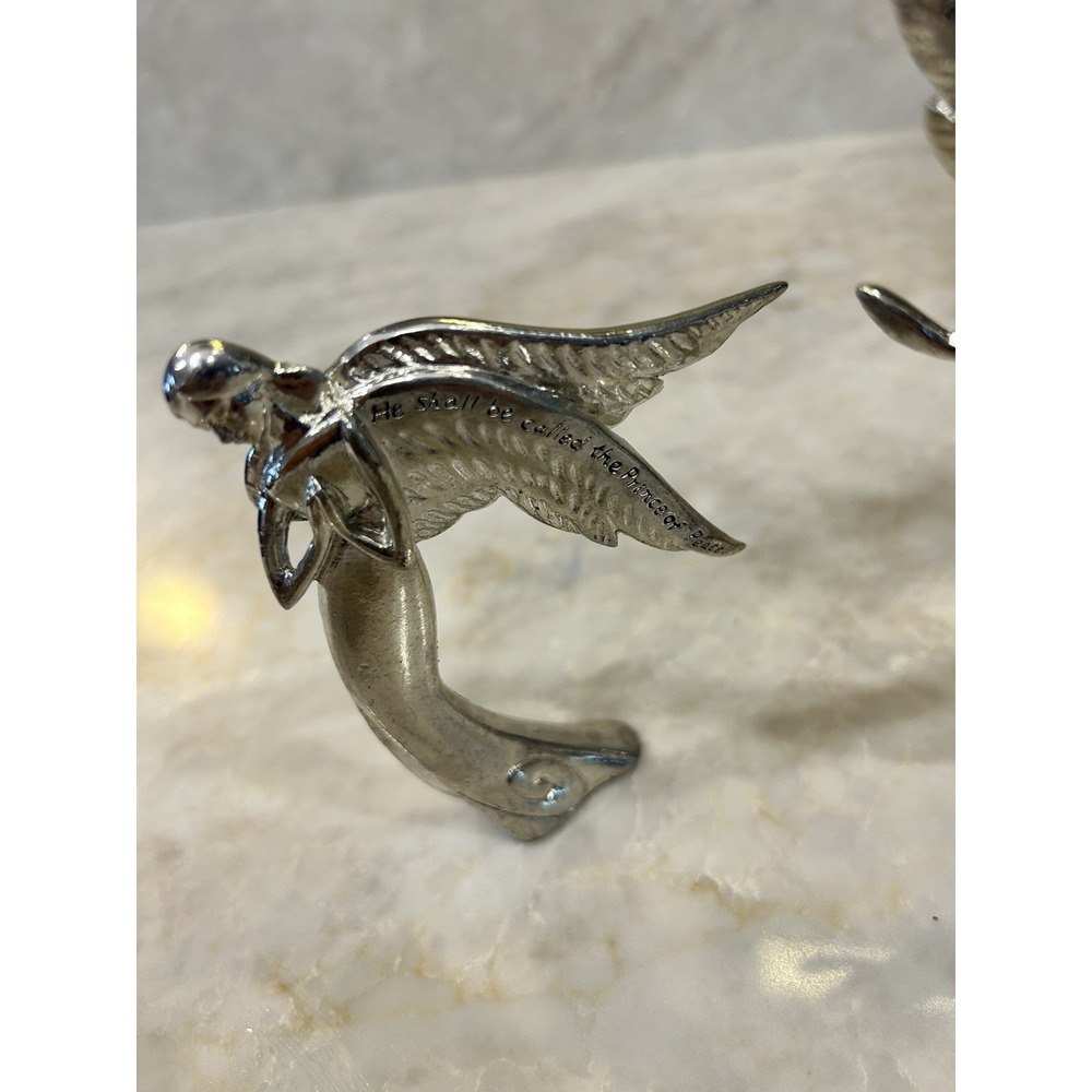 Seasons of Cannon Falls Serenity Silver Metal Contemporary Nativity Angels NIB